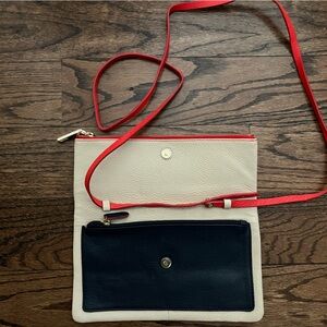 NWOT GAP Cream, Navy, and Red Women's Crossbody/Clutch Leather Bag